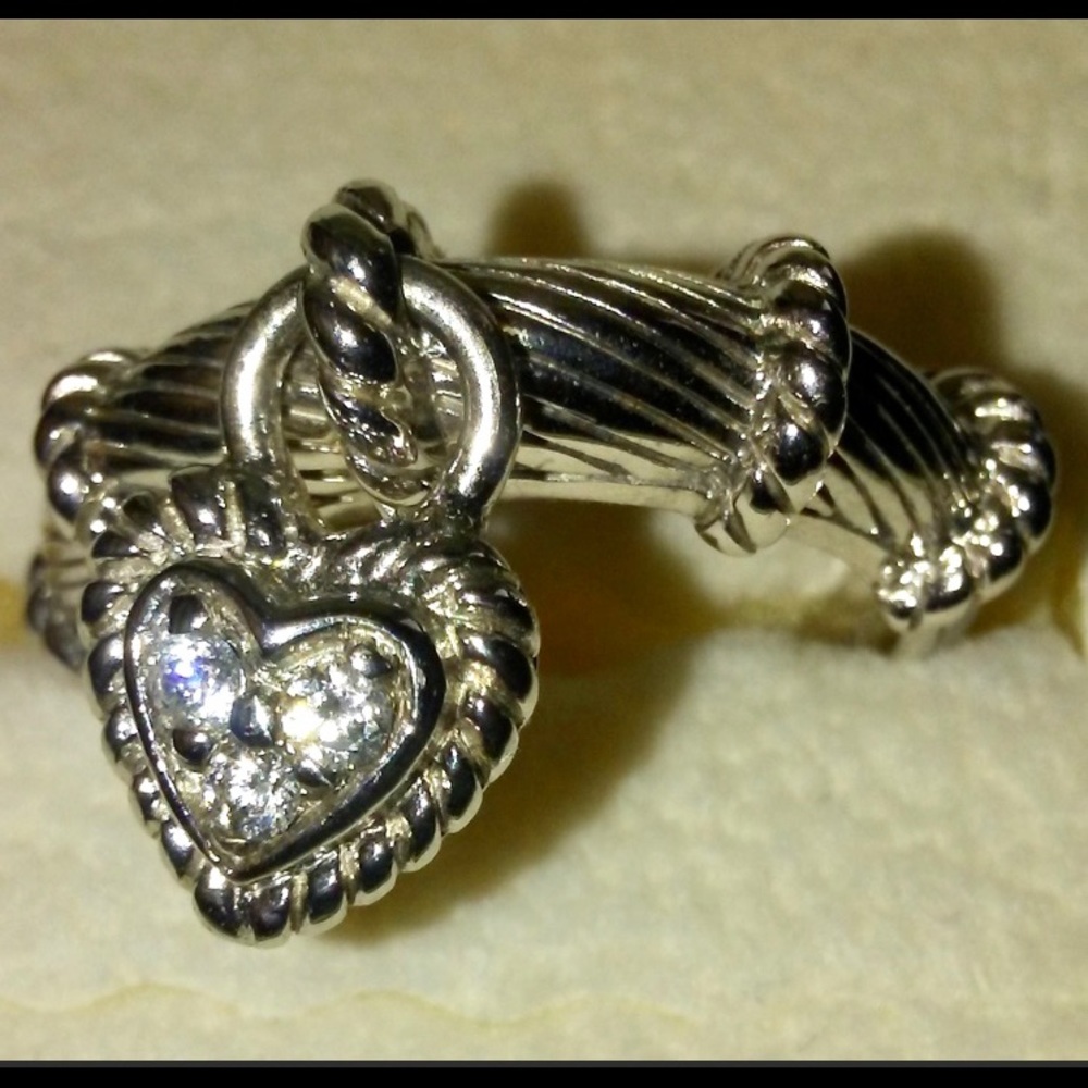 🌟Judith Ripka dangle heart ring🌟 - Picture 3 of 7